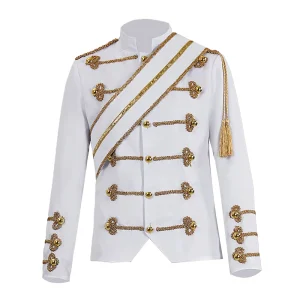 White Black Colors Medieval Singer Party Stage Performance Rocker Suit Sequin Fashionable Halloween Costume Unisex Polyester