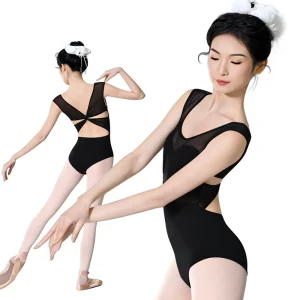 White Black Cotton Spandex Women Adult Lace Yoga Latin Ballroom Sexy Ballet Wear Dance Leotards