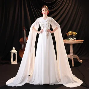 White Guzheng Performance Dress