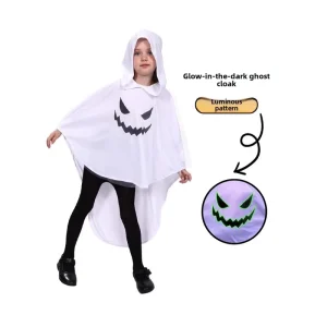 White Luminous Ghost Cloak Costume for Kids
