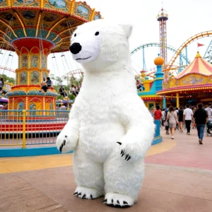White Polar Bear Mascot Costume, Unisex Adult Animal Cosplay Party Outfit
