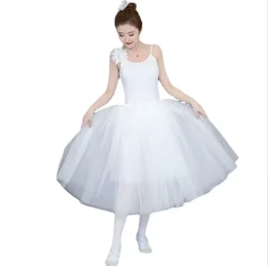White Professional Girls Children Cotton Spandex Swan Lake Ballet Dance Costume Princess Tutu Gauze Skirt Dress