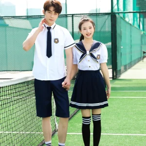 White Sailor Style High School Uniform for Boys and Girls