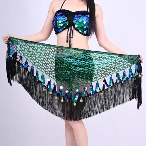 Women Belly Dance Practice Costume Festival Night Club Hip Scarf Wrap Skirt