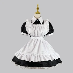 Women Cute Maid Dress Maid Outfit Apron Dress Cross Dressing Housekeeper Dress Japanese Uniforms Halloween Cosplay Costume