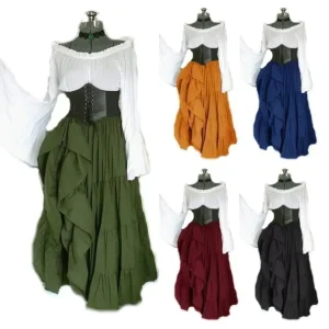 Women Dress Party Dance Retro Cosplay Costume Evening Dress Masquerade Victorian Gothic Queen Medieval Renaissance Elf Princess