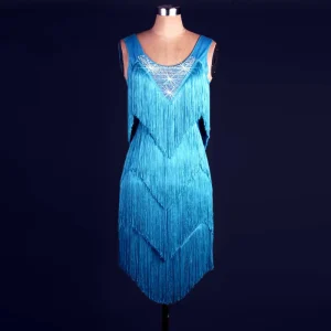 Women Girls Performance Wear Dress Tassel Latin Dance Competition Costume
