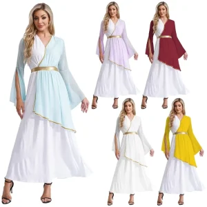Women Greek Costume Roman Toga Gown Dress Fancy Dress up Costume Ancient Grecian Queen Cosplay Role Play Party Stage Performance