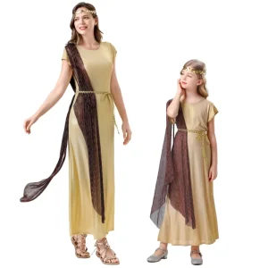 Women Greek Goddess Costume Dress Polyester Ancient Greek Halloween Cosplay Historical Character Clothing Adults