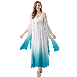 Women Greek Goddess Dress Costume White Long Gown Cosplay Party Stage Show Wear