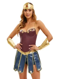 Women Halloween Cosplay Costume Greek Goddess Warrior Dress Superhero Party Outfit Stage Performance Event Clothing