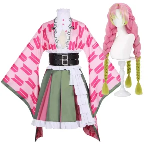 Women Halloween and Cosplay Events Anime Cosplay Pink Kimono Costume or Wig AOKG 002