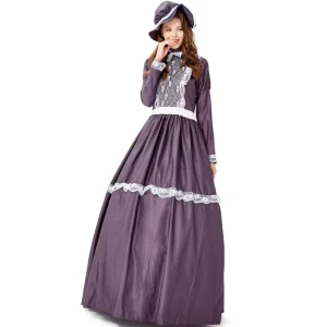 Women Medieval Maid Cosplay Costume Oktoberfest Dress Vintage American Pioneer Pilgrim Playsuit