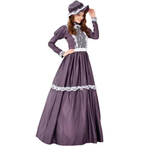 Women Medieval Maid Cosplay Costume Oktoberfest Dress Vintage American Pioneer Pilgrim Playsuit