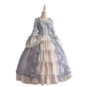 Women Medieval Vintage Dress Gothic Lolita Dress Long Sleeve Classic Lolita Dress Sweet Cute Ruffle Clothes Cosplay Costume