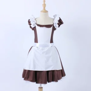 Women Retro French Maid Costume Short Maid Dress Role Play Maid Outfit