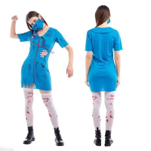 Women Zombie Nurse Costume Scary Girl Halloween Nursing Costume