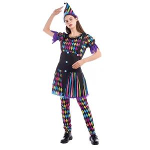 Women’s Adult Circus Clown Costume for Halloween Carnival Parties and Cosplay
