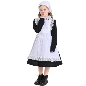 Women’s Black and White Lace French Maid Costume Dress