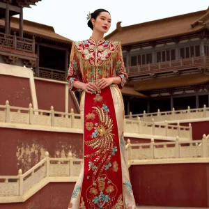 Women’s Bride Senior Traditional Chinese Wedding Dresses Elegant Phoenix Gown Bride Xiuhe Dress