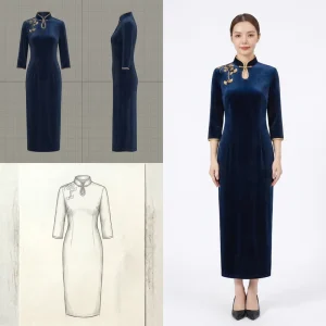 Womens Cheongsam Qipao Dresses Modern Chinese Style Formal Black Ladies Clothes Corporate Apparel OEM ODM