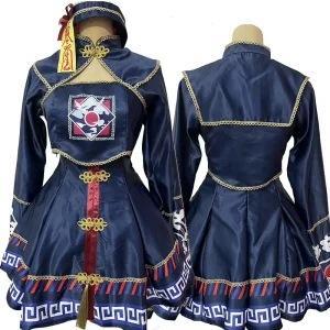 Women’s Chinese Zombie Dress Taoist Talisman Bell-Sleeve Lolita Costume Set