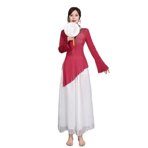 Women’s Classical Chinese Style Folk Dance Gauze Dress Practice Set
