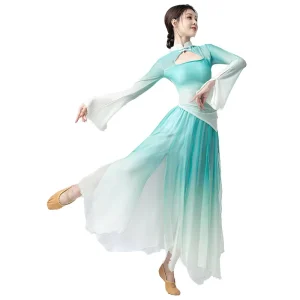 Women’s Elegant Belly Dancing Dress Costume Fairy Flowing Chiffon Polyester Digital Print Practice Stage Performance