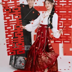 Women’s Embroidered Horse-Face Skirt Hanfu Wedding Dress