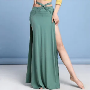 Women’s Exotic Side Slit Belly Dance Skirt Latin Dance Performance Suit Stage Wear Dress Carnival Costume