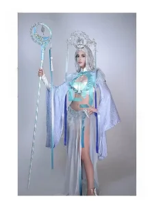 Women’s Glow-in-the-Dark Chinese Style Silk Screen-Printed Stage Dance Costume
