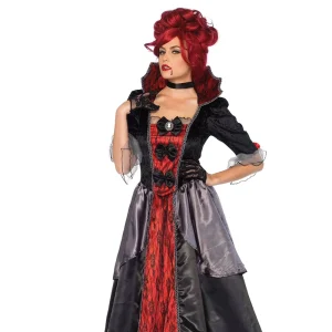 Women’s Gothic Vampire Cosplay Costume with Cloak and Lace Stitching
