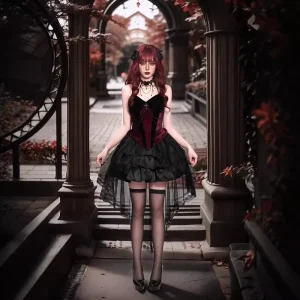Women’s Gothic Vampire Costume Tail-Slit Gown with Off-Shoulder Design
