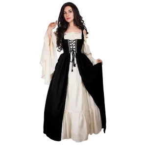 Women’s Halloween Medieval Court Vampire Cosplay Costume New Year Polyester Victorian Carnival Party Dress TV Movie Inspired