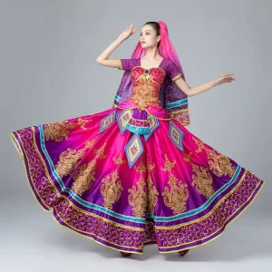 Women’s Indian Exotic Belly Xinjiang Uyghur Dance Performance Costumes 100% Polyester Kits China
