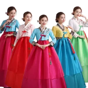 Women’s Korean Traditional Hanbok Costume Flower New Year Wedding Party Dance Dress