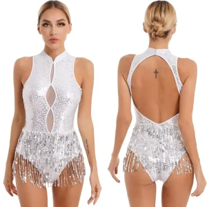 Womens Leotard Dance Costumes Stage Wear Performance Bodysuit Dance Latin Samba Dance Dress Costume Training Dancewear