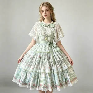 Women’s Lolita JSK Dress with Long Skirt, Swan Lake Style Cosplay Costume