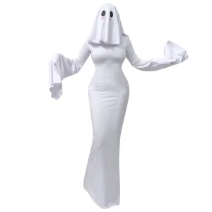 Women’s Long-Sleeved Ghost Cosplay Dress Costume