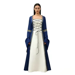 Women’s Medieval Court Robe Plus-Size Vintage Gothic Cosplay Long Dress