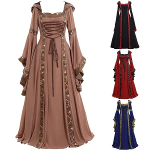Women’s Medieval Court-Style Vintage Long Dress Halloween Costume