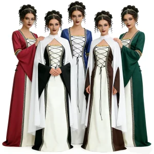 Women’s Medieval Renaissance Royal Palace Vintage Cosplay Costume Plus Size Long Dress