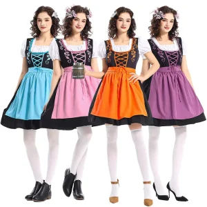 Women’s Oktoberfest Beer Maid Costume German Bavarian Cosplay Dirndl Dress