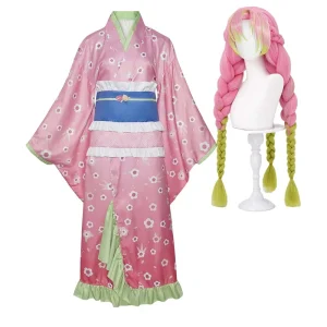 Women’s Pink Kimono Dress Cosplay Costume or Wig AOKG-002