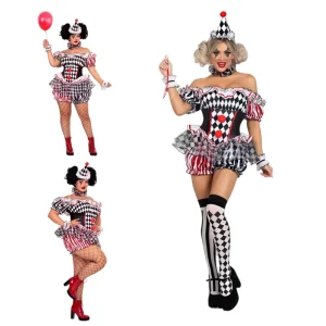 Women’s Plus-Size Clown Cosplay Jumpsuit for TV, Film, Stage, Dance, and Halloween, AL085-W
