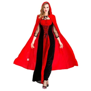 Women’s Red and Black Vampire Cosplay Costume with Cape