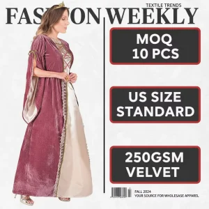 Women’s Renaissance Medieval Costume Velvet Maxi Dress Halloween Cosplay Noble Queen Apparel