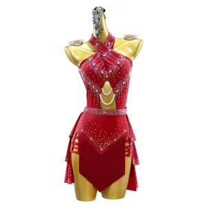 Women’s Rhinestone Latin Dance Dress for Party and Competition Performances