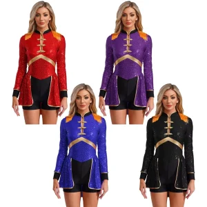 Women’s Ringmaster Magician Drummer Cosplay Costume Bodysuit Dress for Modern Dance Performance