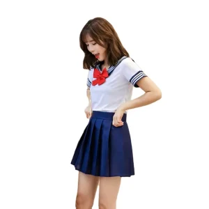 Women’s School Uniform Sailor Party Cosplay Costume Japanese JK Suit with Pleated Skirt